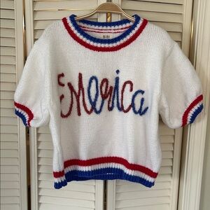BiBi White Sweater with Red and Blue Details